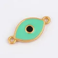Mint green evil eye connector charm with gold plating for DIY jewelry making - Light Green L374690-Light Gr