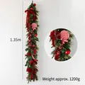 1,35m beleuchtete Weihnachtsgirlande mit roten Schleifen und Ornamenten - 135CM Rote Süßigkeiten-Serie (Mit Licht)