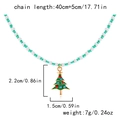 Detailed size specifications for handmade beaded Christmas tree pendant necklace - Green Christmas Tree Pendant-Green White Beads
