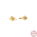 Golden M-shaped S925 sterling silver flat back stud earring for cartilage piercing - Gold #4