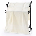Absorbent cream-white cotton bath towel with honeycomb weave detail on a black stand - Rice Grid Jacquard Bath Towel (White) / 70*140cm