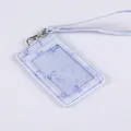 Purple marble texture ID badge holder with lanyard and silver metal clip for office use - Hand Strap Set / Violet
