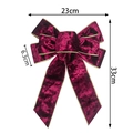 Nœud de Noël en velours bordeaux avec bords dorés, 23x33cm pour décorations de fête - Rouge Vin (23cmx33cm)