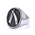Anello vintage da uomo in acciaio inossidabile con rilievo rasoio 3D e trama nera - US 7 / Colore Acciaio (03306)