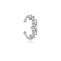 Elegante polsino per orecchio a fiore in argento S925 con zirconi bianchi in argento - Stile Piccolo Fiore (ME0164) / Placcato Platino Singolo