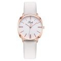 Fashion square dial women's quartz watch with crystal indices and white leather strap - White