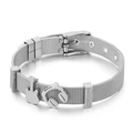 Silver mesh bracelet with guitar and headphone charms and crystal-inlaid spacers - Guitar & Headphones (KB117079-KFC)