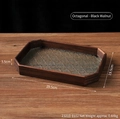 Dark walnut wood and embossed glass octagonal serving tray in size 29.5x19.5cm - Octagonal Wood Frame Embossed Glass Tray (2321B-0102)