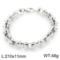 Silver stainless steel 11mm link bracelet for men with lobster clasp, 210mm length - All Silver H-Shape Style (KB207217-Z)