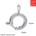 10mm silver stainless steel spring ring clasps for jewelry making, 10pcs set - 10mm / Steel