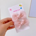 Pair of light pink tulle bow hair clips for girls displayed on a white branded card - Light Pink Mesh Pair