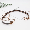 Detail of hand-woven leather hat band with contrast braiding and adjustable ties - Brown Grey Spliced Braided Style (2)