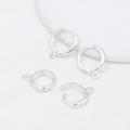Set of four polished silver round leverback earring hoops with small hanging loops - Silver