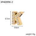 Detail of gold letter K micro-pave zircon pendant showing 0.7cm height and 1.0g weight - Drilled And Diamond-set Letter K (hole Inner Diameter 0.2cm)