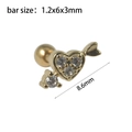 Golden heart arrow cartilage piercing stud with three clear zircon stones and ball closure - Gold--Style 6 (Heart with Arrow)