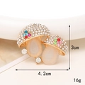 Colorful mushroom brooch with white and colored crystals on a gold alloy base - D169 Mushroom