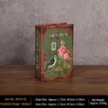 Vintage Buchattrappe mit Eisvogel-Motiv und Blumenmuster als stilvolle Deko-Box - Mittel / Eisvogel-Stil