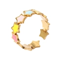 Adjustable 18k gold plated ring featuring colorful enamel star charms in various vibrant shades - Adjustable Open / Four-Color Candy Stars