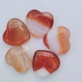 Polished red and white striped agate heart stones in 2cm size for home decoration - Red Agate