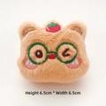 Detail of 6.5cm plush Christmas bear head with embroidery and green glasses accessory - Apple Bear (Brown) / DIY Style (Back Opening)
