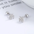 Minimalist 925 sterling silver maple leaf stud earrings with secure screw back ball closure - 925 Silver / Silver