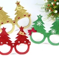 Glittery Christmas tree glasses frames in red, gold and green for festive party costumes - CHYJ-07 Glitter Non-woven Double Tree Glasses