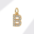 Sparkling golden letter B pendant with cubic zirconia stones for DIY jewelry making - Gold (Letter B)