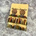 Acrylic teardrop earrings featuring a vintage bookshelf pattern and wooden round studs - Wood Splicing Arch Bookshelf Earrings