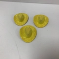 Tre mini cappelli da cowboy gialli glitterati per decorazioni e bambole - Giallo Glitter