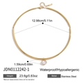 Collana girocollo in acciaio inossidabile dorato con ciondolo in zircone rotondo e gancio - Choker oro con pendente a diamante rotondo (JDN0112242-1)