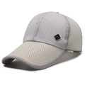 Breathable mesh baseball cap in light grey and beige patchwork with metal logo detail - Adjustable / Gray
