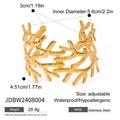 Adjustable 18k gold plated stainless steel coral branch cuff bracelet for women - Gold Coral Branch