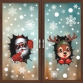 Set di adesivi natalizi con Babbo Natale, renna e fiocchi di neve per finestre - Set di 2 Babbo Natale + Renna