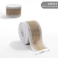 Natural jute burlap ribbon with white lace trim, 5.2cm width for Christmas decor - 5.2cm Lace Pattern