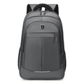 Dark gray multi-functional travel laptop backpack with mesh pockets and sport logo - Gray