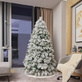 Árbol de Navidad artificial nevado con piñas y una falda de árbol de felpa blanca - Árbol de Pino Nevado - 1,8m