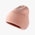 Classic pink ribbed knit beanie hat for women featuring warm winter textile texture - Pink