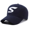 Klassieke donkerblauwe katoenen baseballpet met een witte geborduurde letter S vooraan - Verstelbaar / Marineblauw