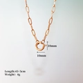 Rose gold chain link necklace with 45+5cm length and 10mm spring clasp detailed view - Paperclip Chain + Spring Ring