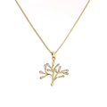 Collana dorata con pendente ad albero in zircone e cristalli rettangolari scintillanti da donna - Oro Bianco Zircone