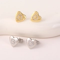 Stijlvolle modieuze hart letter D oorstekers, goud en zilver strass sieraden dames. - Letter D