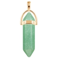 Macro detail of hexagonal green quartz crystal pendant with rose gold metal bail - Gold O-Chain / Green Aventurine
