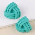 Minimalist mint green geometric woven triangle stud earrings with a matte acrylic finish - Lake Blue