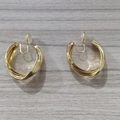 Elegant multi-layer spiral hoop earrings in golden finish with comfortable ear pads - Spiral Hoop Ear Clip / E052 Gold Ear Clip
