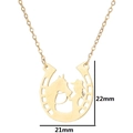 Collana ferro di cavallo in oro 18K con ciondolo ragazza cavallo e cowboy, 22mm x 21mm - Stile Cavallo e Ferro di Cavallo (800 Oro)