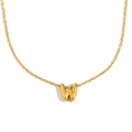 Collier en acier inoxydable plaqué or 18K avec pendentif lettre W évidée - Lettre W / Or