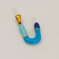 Golden letter U necklace pendant with blue enamel dopamine style drip oil finish - U-Single Pendant (Blue Tones/Gold)
