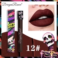 Matte lip gloss in shade 12 dark red brown with artistic vampire aesthetic and packaging - Red Brown (12#)