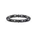 Nahaufnahme von 8mm schwarzen Hämatitperlen in runder und zylindrischer Form auf Armband - Zylinder- und Rundperlen-Hämatit-Armband