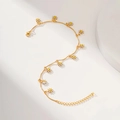 Detail of gold daisy chain necklace with white enamel petals and adjustable extension link - Dangling Flower Bracelet / White